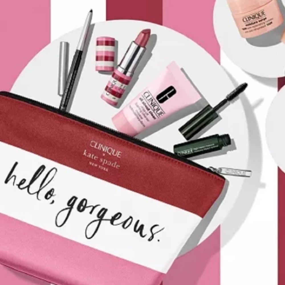 Clinique x Kate Spade Makeup Bag and Travel Size Makeup - Picture 1 of 8